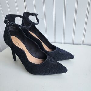 Christian Siriano Women's Kenni Black Ankle Strap High Heel Shoes Medium Width 8